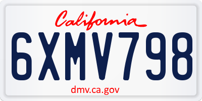 CA license plate 6XMV798