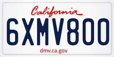 CA license plate 6XMV800