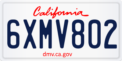 CA license plate 6XMV802