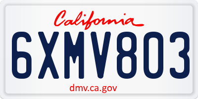 CA license plate 6XMV803