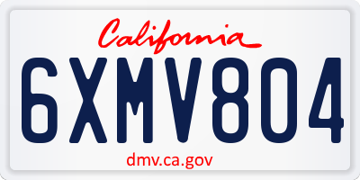 CA license plate 6XMV804