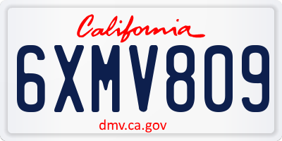 CA license plate 6XMV809