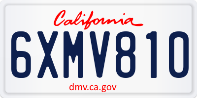 CA license plate 6XMV810
