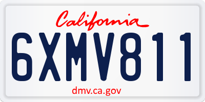 CA license plate 6XMV811