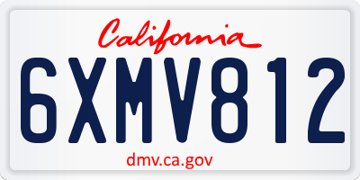 CA license plate 6XMV812