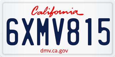 CA license plate 6XMV815