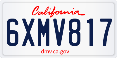 CA license plate 6XMV817