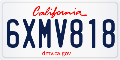 CA license plate 6XMV818