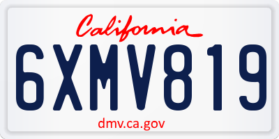 CA license plate 6XMV819