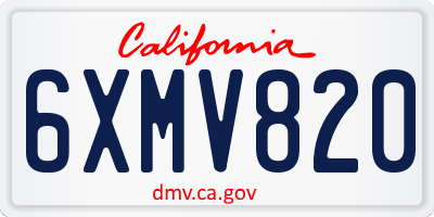 CA license plate 6XMV820