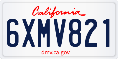 CA license plate 6XMV821