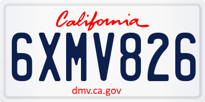 CA license plate 6XMV826