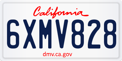 CA license plate 6XMV828