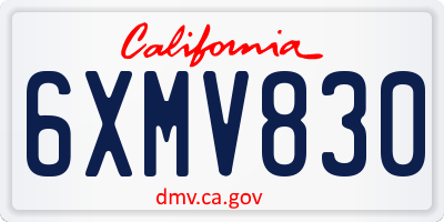 CA license plate 6XMV830