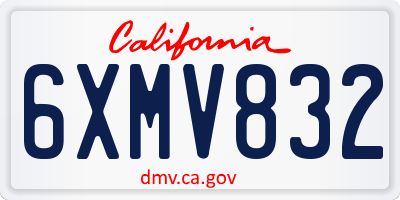 CA license plate 6XMV832