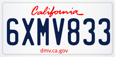 CA license plate 6XMV833