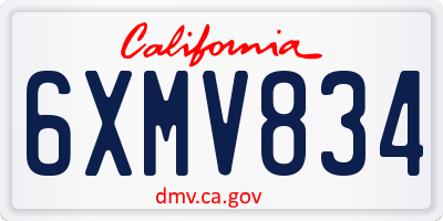 CA license plate 6XMV834