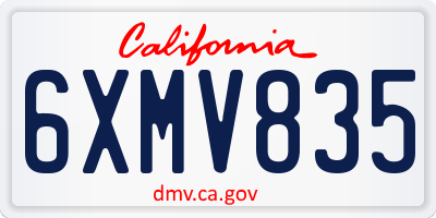 CA license plate 6XMV835