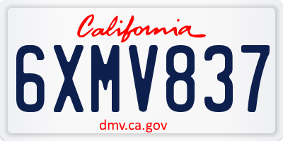 CA license plate 6XMV837