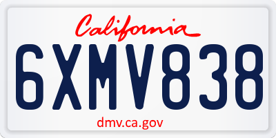 CA license plate 6XMV838