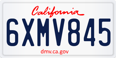 CA license plate 6XMV845