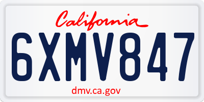 CA license plate 6XMV847