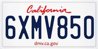 CA license plate 6XMV850