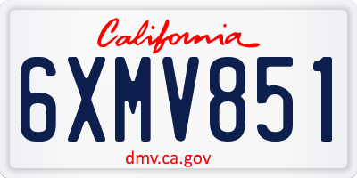 CA license plate 6XMV851