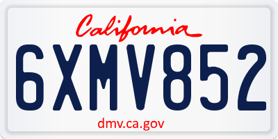 CA license plate 6XMV852
