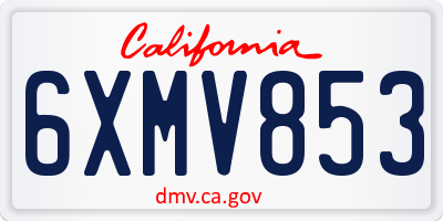 CA license plate 6XMV853