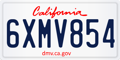 CA license plate 6XMV854