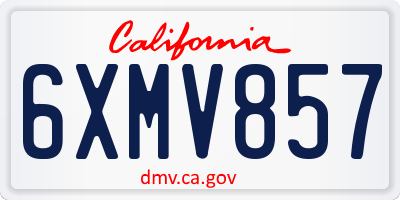 CA license plate 6XMV857