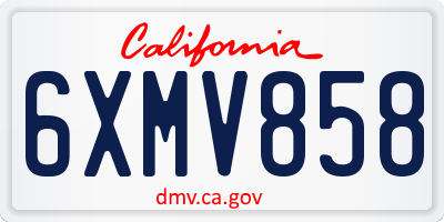 CA license plate 6XMV858