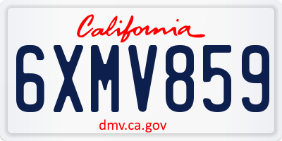 CA license plate 6XMV859