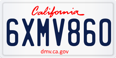 CA license plate 6XMV860