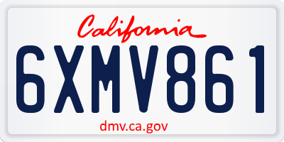 CA license plate 6XMV861