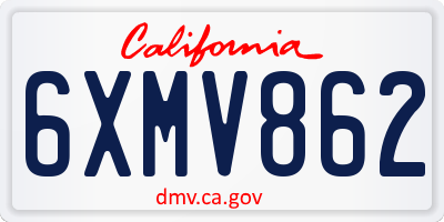 CA license plate 6XMV862