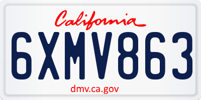 CA license plate 6XMV863