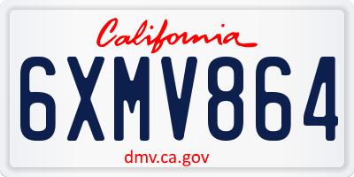 CA license plate 6XMV864
