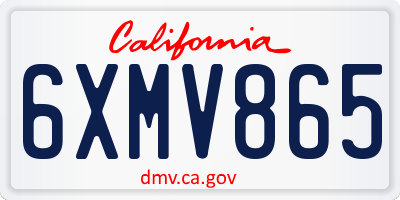 CA license plate 6XMV865