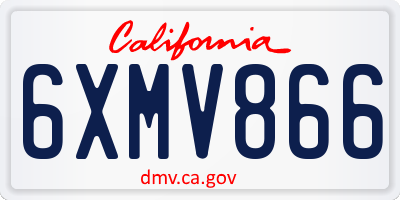 CA license plate 6XMV866