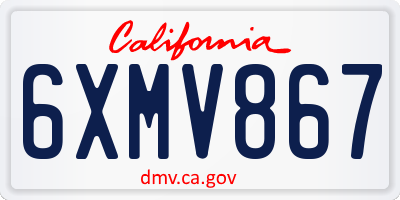 CA license plate 6XMV867
