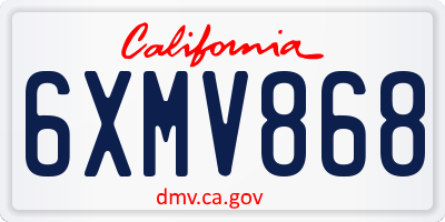 CA license plate 6XMV868