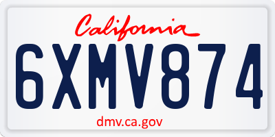 CA license plate 6XMV874