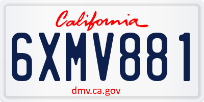 CA license plate 6XMV881