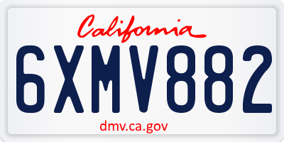 CA license plate 6XMV882