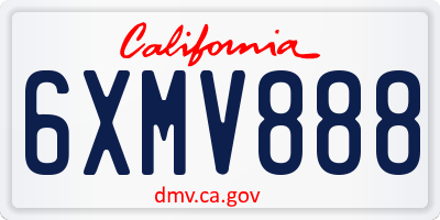 CA license plate 6XMV888