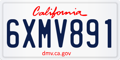 CA license plate 6XMV891