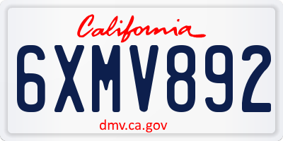 CA license plate 6XMV892