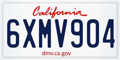 CA license plate 6XMV904